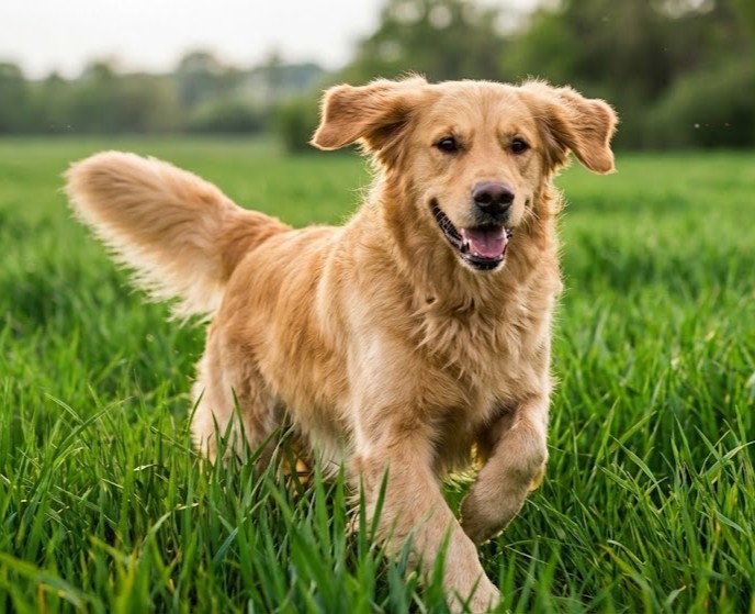 Perro corriendo en el campo